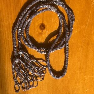 1926 Antique 53” Gray Silver Glass Iridescent Wrap Necklace Flapper Antique